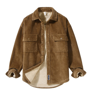 Camicia Casual da Uomo in Velluto Retro, Ispessita e Calda, con Colletto alla Coreana e Chiusura Monopetto, Taglia Giovanile QS122B16 - Product Image 5