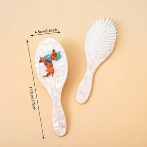 Cepillo de día de pelo de perro salchicha pintado a mano cepillo de pelo de acetato de Peine personalizado elegante - Product Image 3