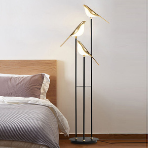 Oriental màu xanh lá cây nguồn hiện đại LED có thể điều chỉnh chiều cao đứng Đèn sàn mới lạ chim <span class=keywords><strong>Shade</strong></span> Vàng sắt <span class=keywords><strong>Acrylic</strong></span> phòng khách phòng ngủ - Product Image 4