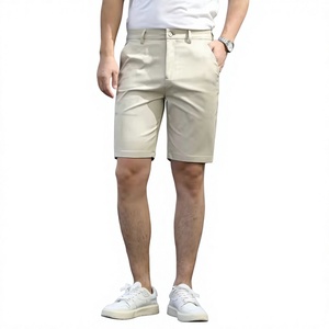 Shorts Bermuda décontractés pour hommes, longueur genou, fermetures éclair sur le devant, mélange de coton et de spandex extensible, taille mi-haute, 180g, séchage rapide - Product Image 3