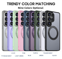 Étui magnétique Skin Feel anti-traces de doigts 360° °   Support de Bague Métallique Antichoc pour Appareil Photo Samsung Galaxy S27 S26 S25 Plus Ultra