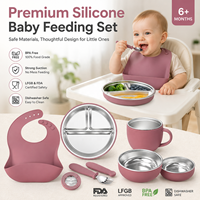 Nouvel ensemble de vaisselle pour bébé en acier inoxydable 304, sans BPA, résistant au lave-vaisselle, avec assiette compartimentée à motif de dessin animé et ventouse, ustensiles de repas pour enfants