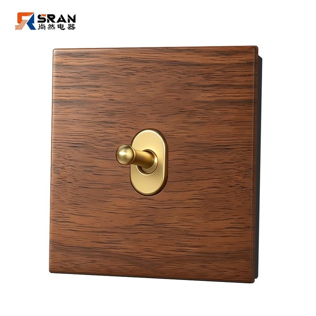 Wooden Wall Light Switch Brass Toggle 250V 16A Vintage Wood Panel Switch Hotel Home Office OEM Custom Wall Plate Switch