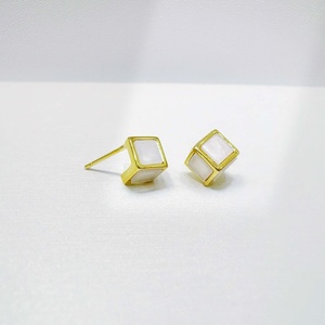 custom plata 925 sterling silver Geometric square <b>Earring</b> Shell Inlay Minimalist Everyday gold plated korean <b>fine</b> <b>stud</b> <b>earrings</b> - Product Image 2