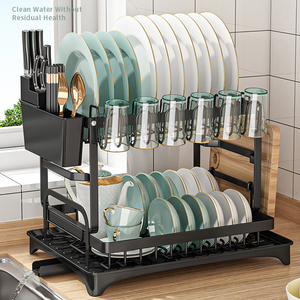 Estante Escurridor de Platos OEM, Organizador de Cocina, Soporte <span class=keywords><strong>para</strong></span> Almacenamiento de Platos, Cuencos y Bandejas con Tabla de Drenaje <span class=keywords><strong>para</strong></span> Cubiertos y Tazas - Product Image 2