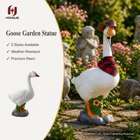Weiße Gänse-Gartenskulptur aus Kunstharz, Niedliche Bauernhof-Tierfigur mit Cowboyhut & Bandana, Innen- und Außendekoration für Garten und Rasen