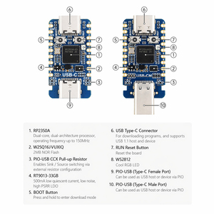 Mini Placa de Desarrollo RP2350-USB-C - Conectores Duales Tipo-C Macho/Hembra - Placa de Desarrollo de Microcontrolador de Doble Núcleo - Product Image 4