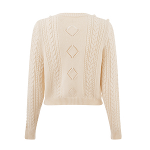 Factory Custom <strong>Women</strong> <strong>Knit</strong> Sweater Long Sleeve Crew Neck Ladies <strong>Cardigans</strong> Fashion <strong>Cable</strong> Hand Embroidery <strong>Women</strong> <strong>Knit</strong> <strong>Cardigan</strong> - Product Image 2