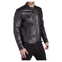 Veste en cuir de vachette noir artisanale de qualité supérieure pour homme, style Cafe Racer, avec détails rembourrés et logo frontal