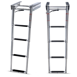 Stainless Steel Boat Ladder 4-Step Foldable Retractable For <b>Yacht</b> Boat Deck Access - Product Image 2