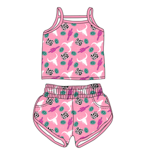 Summer <strong>Girl</strong> Children Clothing Sets Western Style <strong>Cow</strong> Pattern Sleeveless Top Shorts Set Kids <strong>Girls</strong> <strong>Outfits</strong> - Product Image 4