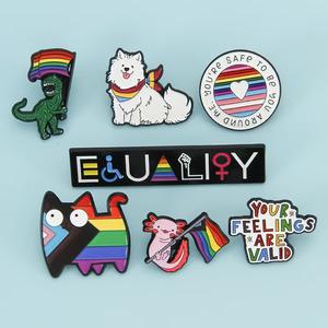 8 stilleri gökkuşağı gurur özel bronz Metal emaye pimleri kızlar arkadaşlar için noel yaka rozetleri lezbiyen karikatür baskı - Product Image 6