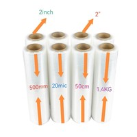 Film d'emballage étirable 500MM 20MIC 17MIC 80GA 100GA 45CM, rouleau jumbo 20 microns, film transparent pour palettes 80 gauge, fabricant