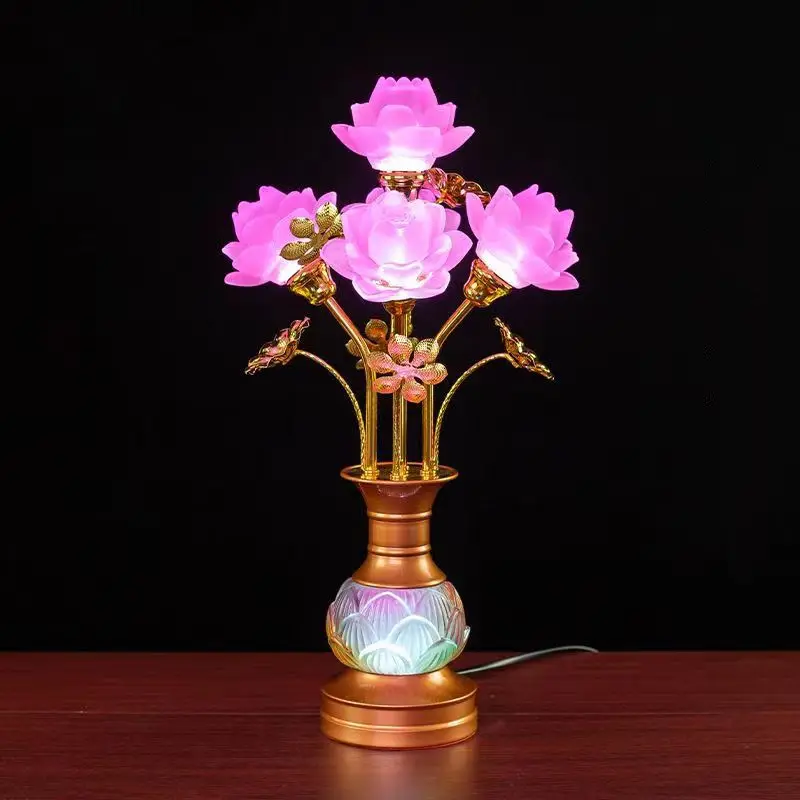 Lampe de table Lotus lampe de bouddha LED colorée ménage salon lampe de temple bouddhiste