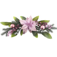 Guirlande de Noël avec fleurs de poinsettia violettes, verdure de pin et ornements de baies, 45 cm, pour décoration de porte d'entrée, vente en gros