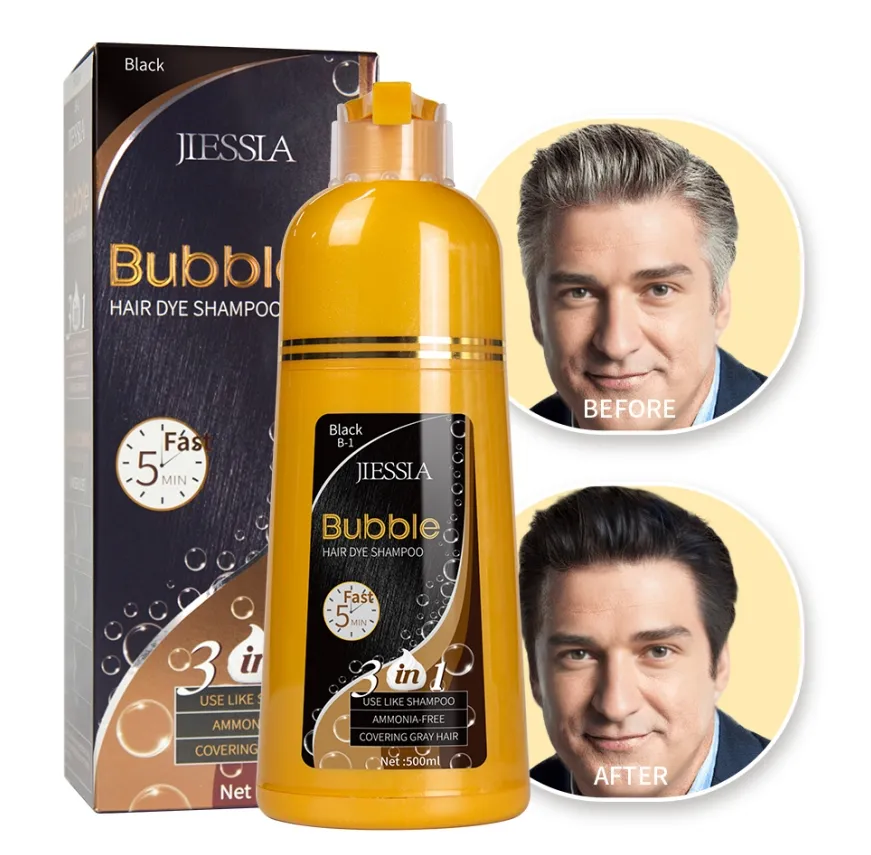 Jiessia mejor barato bajo precio permanente de hierbas color del cabello tinte de color champú productos de belleza para los hombres