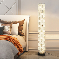 Lampe de sol en albâtre naturel entrelacé de style moderne Wabi Sabi avec éclairage LED pour salon, chambre à coucher, hôtel