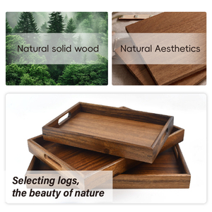 Wdf Độc Đáo Nhà Bếp Khay Đặt Thực Phẩm Gỗ Phục Vụ Khay Phục Vụ Platter Đảng Thêm Lớn Gỗ Keo Phục Vụ Khay Với Xử Lý - Product Image 2