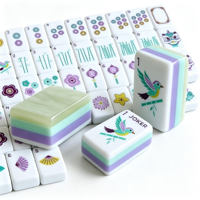 Ensemble de Mahjong Américain de Luxe Personnalisé Pliable Moderne 4 Couches en Acrylique Vert Nacré, Jeu de Casino Familial, Cadeau de Fêtes, En Stock