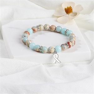 Pulsera de Cuentas de Ágata con Logotipo del Día Mundial contra el SIDA, Diseño Clásico de Moda Europea y Americana - Product Image 4