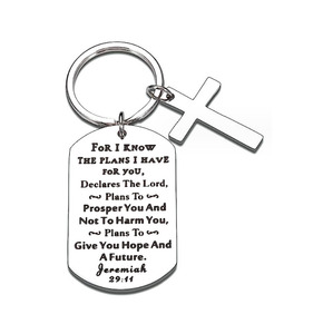 Be Strong and Courageous Pendant Cross Charm Inspirational <strong>Bible</strong> Verse Keychain Christian Religious Gift Keyring - Product Image 3