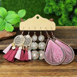 Boucles d'oreilles pendantes bohèmes à pompons en alliage plaqué bronze antique pour femme, bijoux de mode pour soirée 2024 - Product Image 4