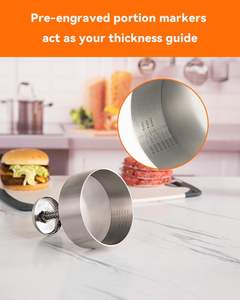 Presse à hamburgers en acier - Appareil à former des galettes de hamburgers, presse à hamburgers robuste en acier inoxydable pour viande hachée, hamburgers (compatible lave-vaisselle) - Product Image 4