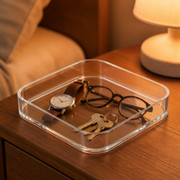 Boîte de rangement carrée transparente en acrylique Calic à coins arrondis pour bureau et tiroir, taille personnalisée, vente en gros OEM