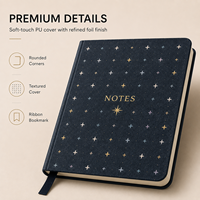 Organisateur/Agenda Premium A5 en Cuir PU Rigide avec Grille Pointillée, Dorure à Chaud, Coins Arrondis et Ruban pour le Travail, l'École et le Journal Quotidien