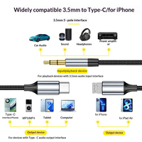 Câble adaptateur pour écouteurs USB Type C, texture tressée, câble audio AUX compatible avec téléphone portable, ordinateur portable