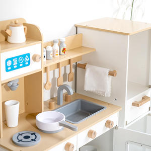 CPC CE EN71認証取得 大型ホワイト冷蔵庫 キッチン用品 子供用ごっこ遊び 木製シミュレーションクッキングセット 男の子女の子向け ボックス入り - Product Image 4