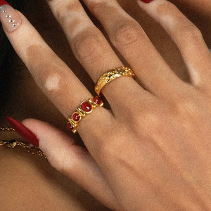 Design tranquillo stile Vintage retrò geometrico oro 18K acciaio inossidabile tigre occhio di pietra anello donna alla moda Cross-Border Design - Product Image 4