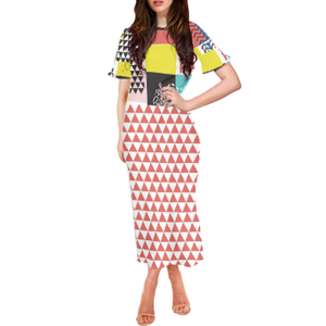 Vendita calda all'ingrosso personalizza i modelli di Design e i loghi che ti piacciono i vestiti a girocollo Sexy aderenti da donna manica svasata - Product Image 1