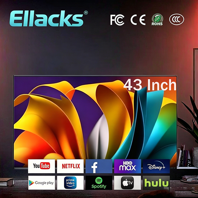 43 Inch 4K 2K HD FHD LED LCD Black Wide Screen USB HDMI WIFI Smart TV Android Television Popular in South America for Home Media