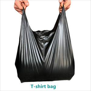 Bolsa de Basura Doméstica de Plástico HDPE Negra a Precio de Fábrica / Bolsas de Basura con Asa Tipo Camiseta - Product Image 2