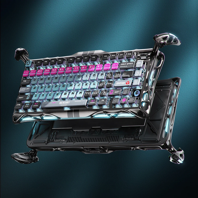 New GravaStar Mercury V75 Pro - Cyberpunk Hall Effect Switch 8000Hz Polling Rate Hot-Swap 16Modes RGB Lighting Wired Keyboard
