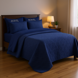 Juego de Cubrecama Reversible Queen en Azul Marino, Cubrecama Texturizado Premium con Costuras para Cama - Product Image 2