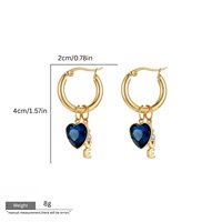 EDGE Boucles d'oreilles créoles en acier inoxydable plaqué or, élégantes, avec breloque lettre en cristal bleu cœur, style romantique et tendance, vente en gros