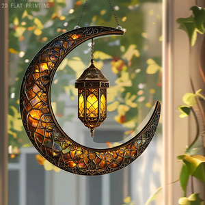 Ornamen Gantung Ramadan 2026 Kareem, Hiasan Pintu Islami Arab, Hadiah Ramadan dengan Lampu Bulan untuk Perlengkapan Pesta - Product Image 1
