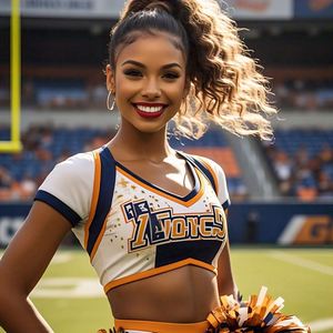 Custom High Quality <b>Sexy</b> Women's Football Cheerleading <b>Uniform</b> Set Heat-Transfer Printed Breathable Comfortable Jersey Skirt - Product Image 6