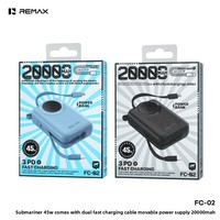 Batterie externe portable Ruiliang Stealth 45W avec entrée Type-C, affichage numérique intelligent, en plastique, vente en gros et au détail, ventes transfrontalières