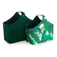 Lot de 2 paniers de rangement écologiques pour cadeaux de fêtes, vin, fleurs, fruits, magazines, en velours/tissu, personnalisables