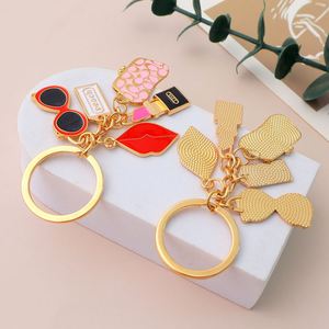New Metal Lipstick Wallet Sunglasses Red Lip Pendant Keychain Fashionable Girl <b>Bag</b> Pendant Decoration <b>Gift</b> - Product Image 3