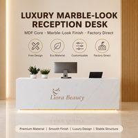 Comptoir d'accueil moderne en bois avec éclairage LED pour salon de beauté, hôtel, salle de sport, école – Design minimaliste