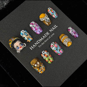 Logo personnalisé gratuit sculpté à la main amande faux ongles haute qualité presse modèle français salon ongles accessoire de beauté à la mode - Product Image 1