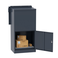 Boîte à colis extérieure sur mesure grande capacité avec accès arrière, gris anthracite, pour maison, boîte aux lettres intelligente pour montage sur portail