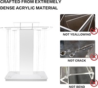 Pupitre d'Église Moderne en Acrylique avec Roulettes, Plateforme de Lecture Verticale à LED, Lutrin pour Salle de Classe, Supermarché, Centre Commercial, Salle de Sport ou Hôtel