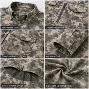 OEM Manufacturer Custom UPF 50+ Long Sleeve Quick Dry Sun Protection Camo Button Down Vented Fishing Shirt Outdoor Workwear - Product Image 3