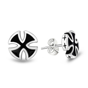 Pendientes de tuerca con diseño geométrico de cruz, acero de titanio CF061, joyería de moda unisex - Product Image 5