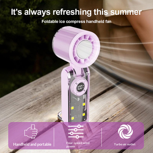 2026 3600mAh Electric Foldable Handheld Fan Silent Rotating Ice Cooling Fan USB Small Desktop Mini Fan with Cooling Plate - Product Image 2